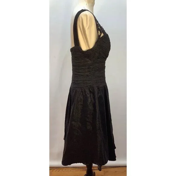 VTG Black Dress Size 16 Sweetheart Neckline Whimsy Goth Fairy Ballet Core - Picture 3 of 7